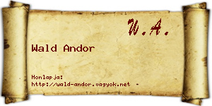 Wald Andor névjegykártya