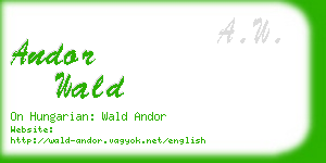 andor wald business card